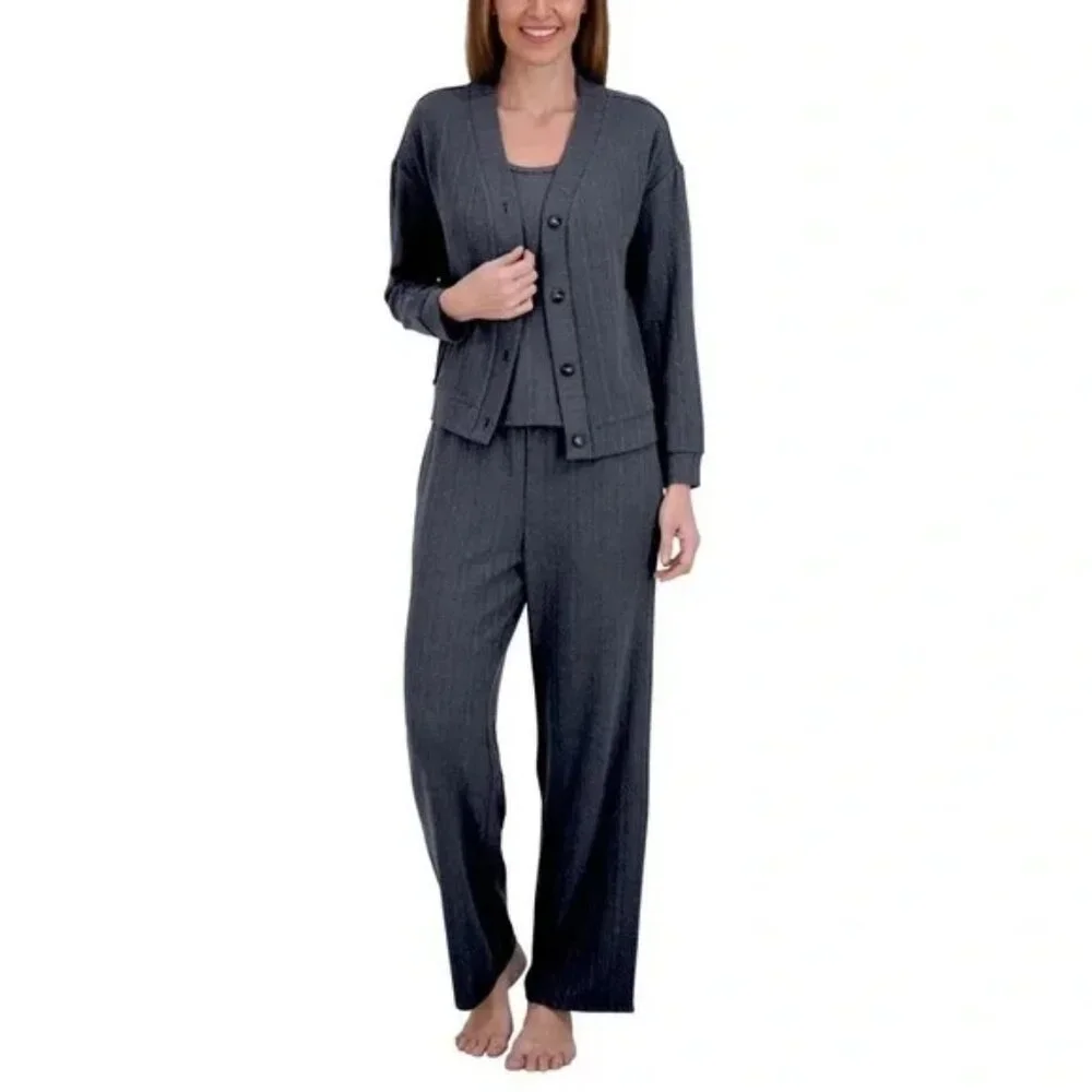 Live2Lounge Women's 3 Piece Textured Cable‎ Knit Lounge Set